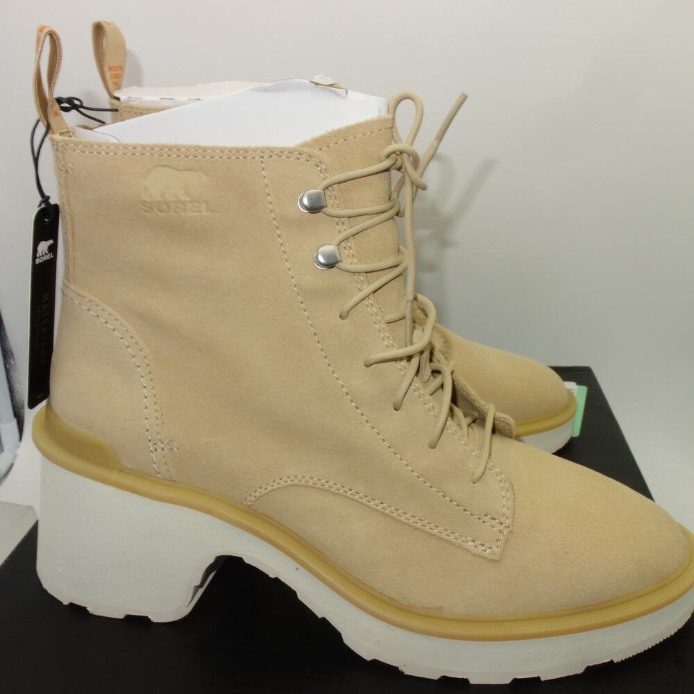 NEW Sorel Hi Line Lace Boots Bleached Ceramic Buff Tan Women's 10.5